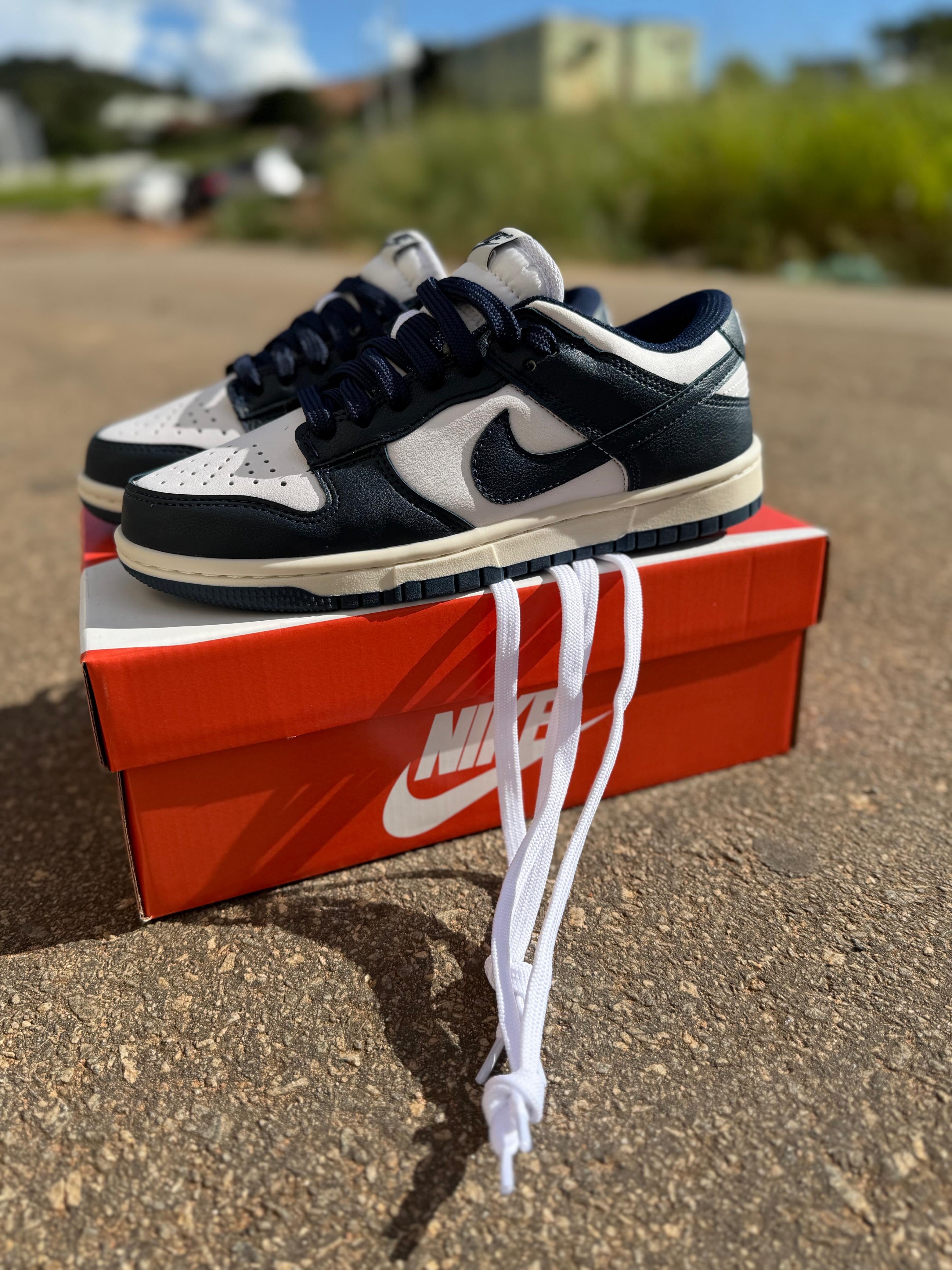 Dunk Low Azul marinho e branco